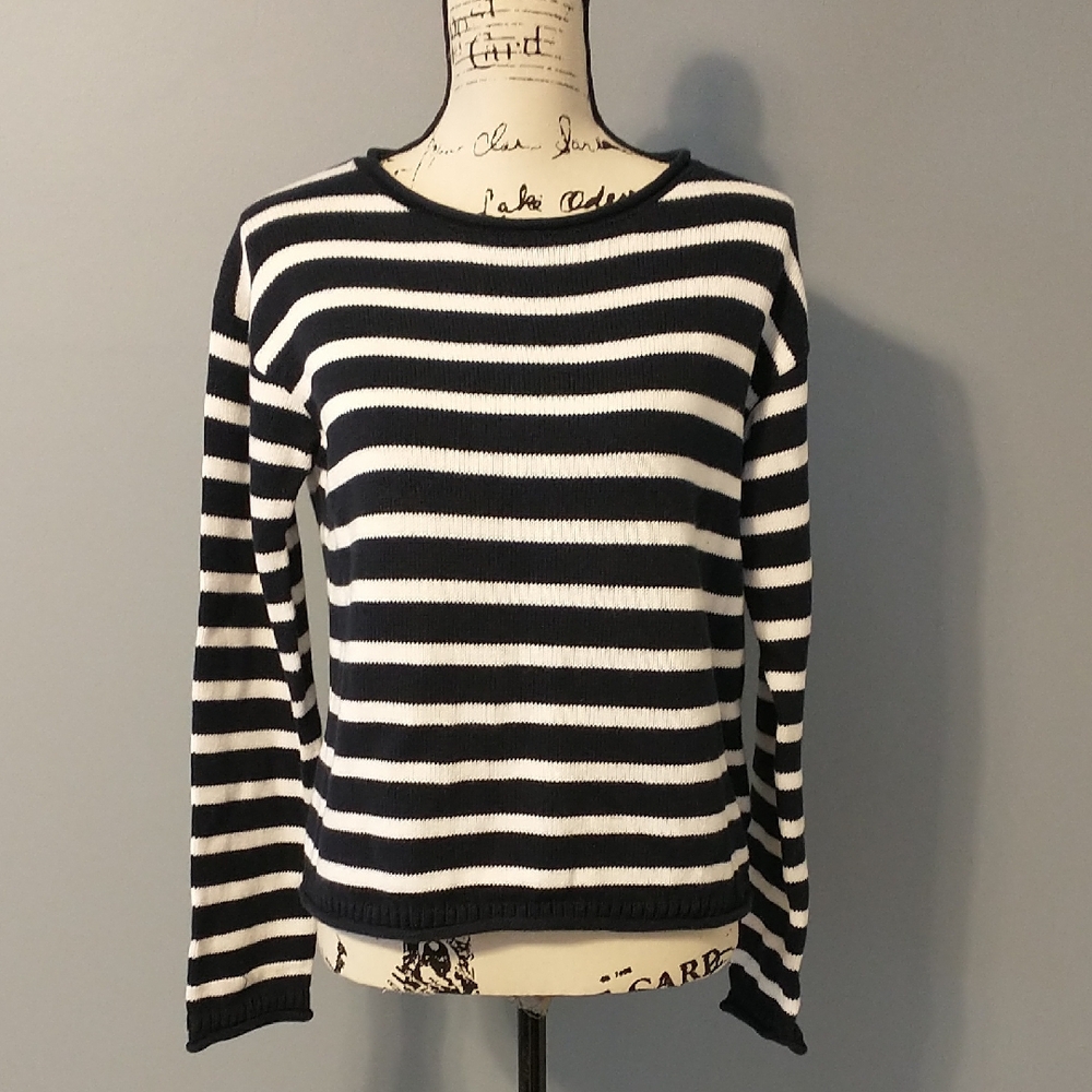 Brooks Brothers Red Fleece Navy and White Striped Cotton Sweater